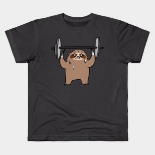 Sloth Lifting Barbell with Weights Kids T-Shirt